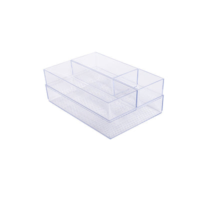 キッチン引き出し内蔵パーテーション収納ボックス透明長方形食器食器仕分け家庭用仕上げグリッドボックス